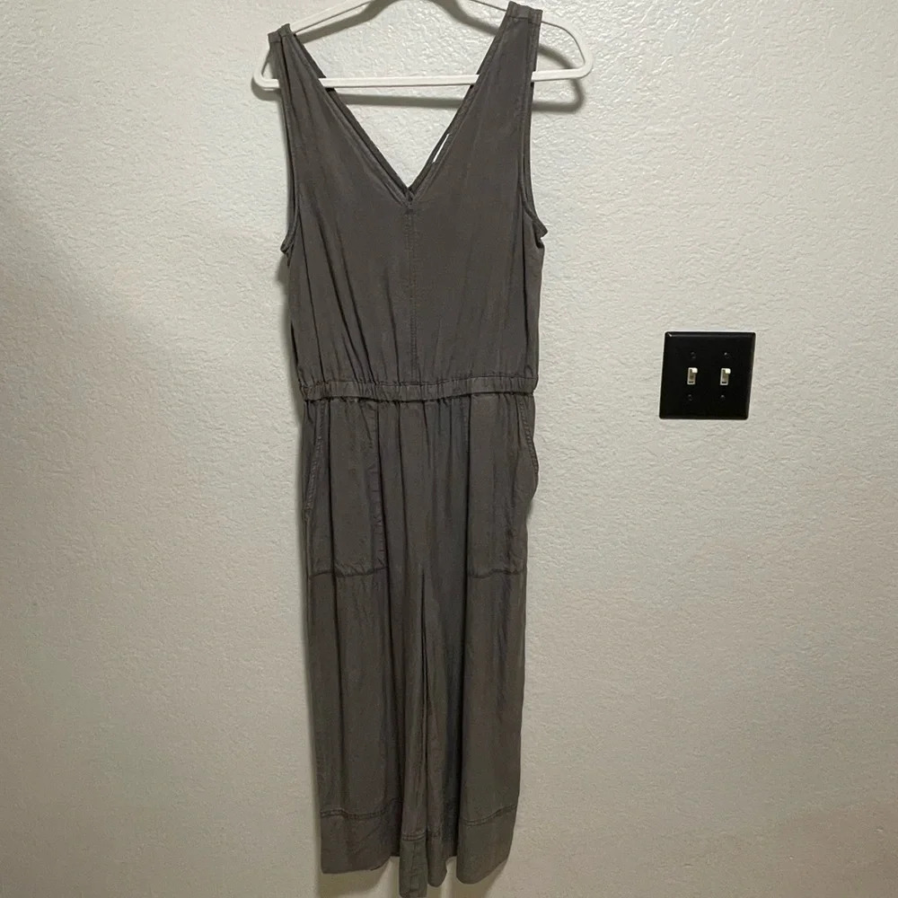 Splendid Jumpsuit Gray Tank Cropped Elastic Waist Wide Leg Size Small
